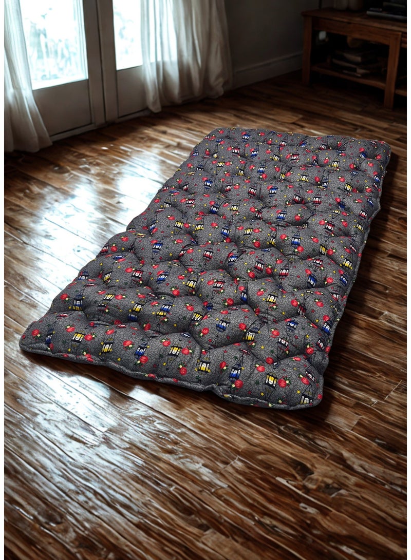 سمارت هوم مطرحة أرضية رمضانية مفرد 190×90×6 سم بحشوة قطن طبيعي وقماش بوليستر ناعم – فرش أرضي مبطن قابل للطي مع حقيبة تخزين – مناسب لجلسات رمضان والنوم الأرضي والضيوف والرحلات – هدية رمضانية مريحة - Image 1